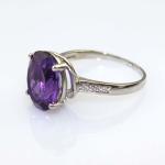 Sterling Silver Ring with 10mmx12mm Oval Purple Cubic Zircon (R206)