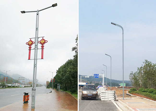 Square Light Pole Foundation Hot Rolled Steel Q235 7m-15m Height With Split Lamp Arm