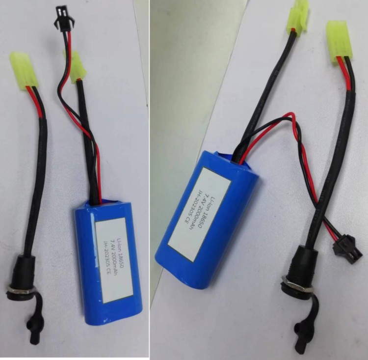 Custom 18650 Li Ion Battery Pack 2cells In Series With Barrel Connector DC5521 Female