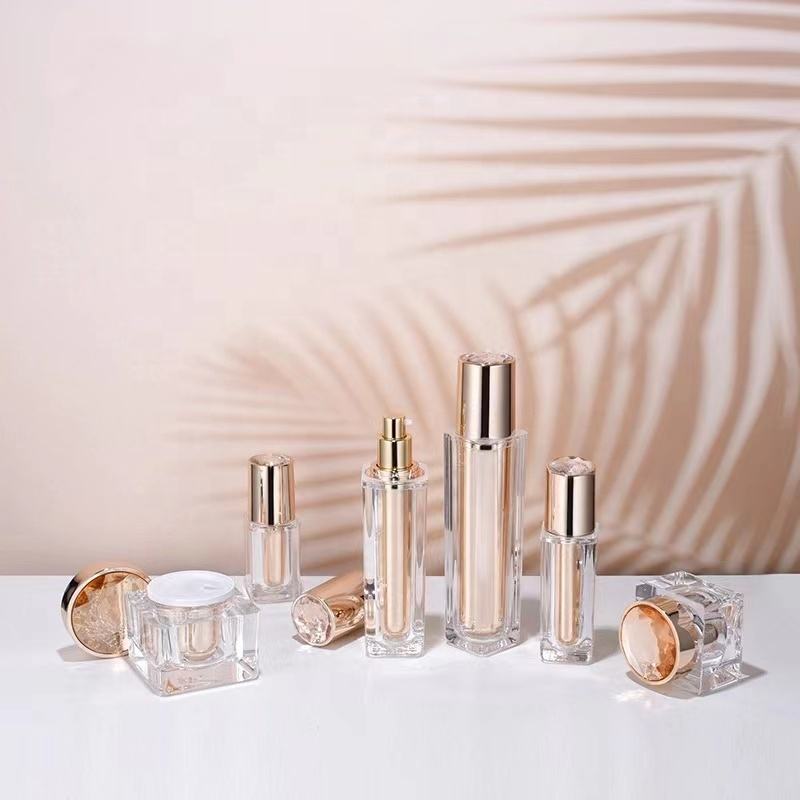 30ml Luxury Empty Gold Acrylic Spray Bottles Cream Jar For Serum Lotion