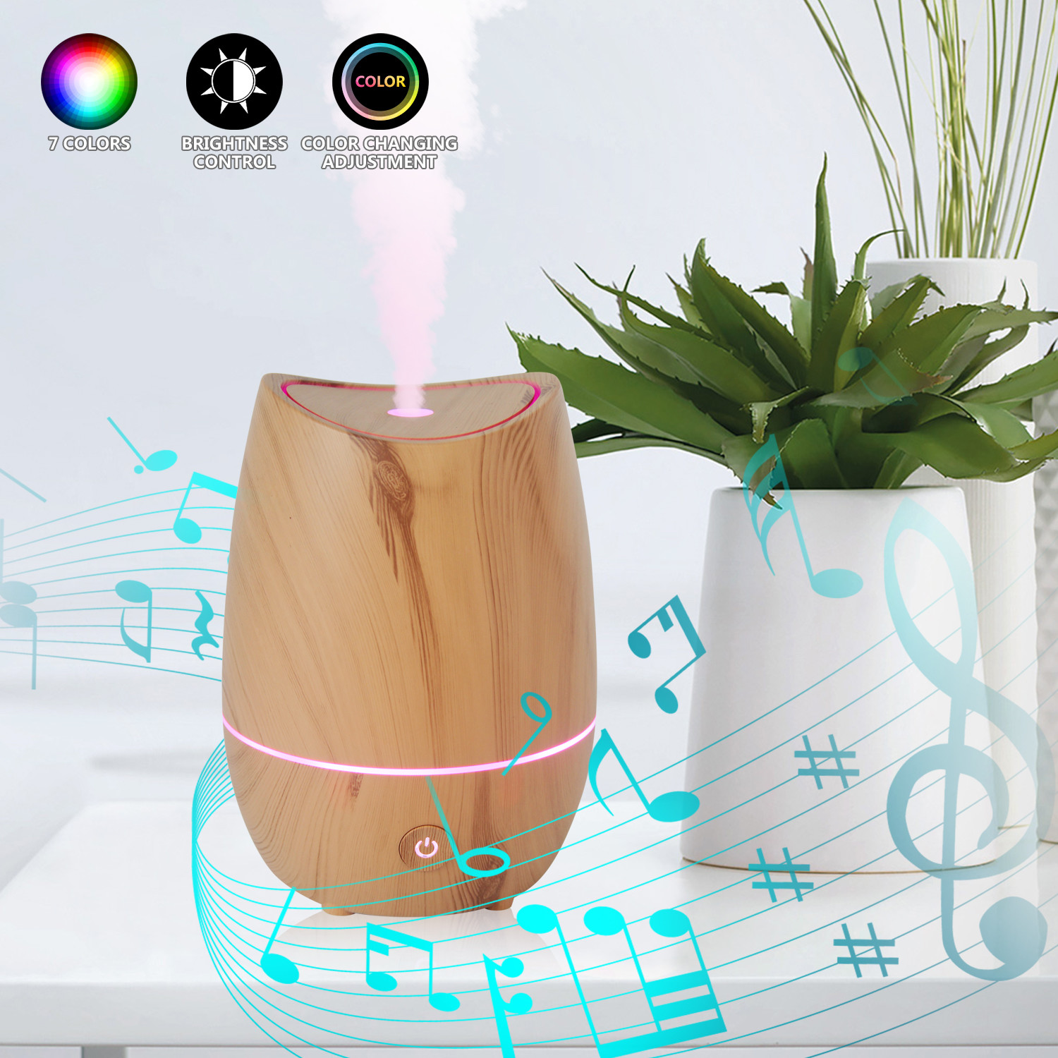 350ML Ultrasonic Aroma Diffuser Home Use Light Wood Diffuser With 7 Color Lights
