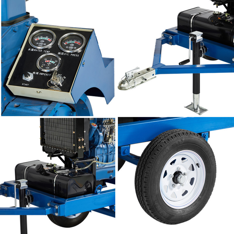 Efficient 2 Wheeled High Pressure Water Pump Agricultural Irrigation Diesel Water Pump