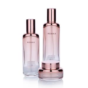 Quality 60g 100ml 120ml Pink Transparent Gradient Glass Bottle Skincare Set Packaging wholesale