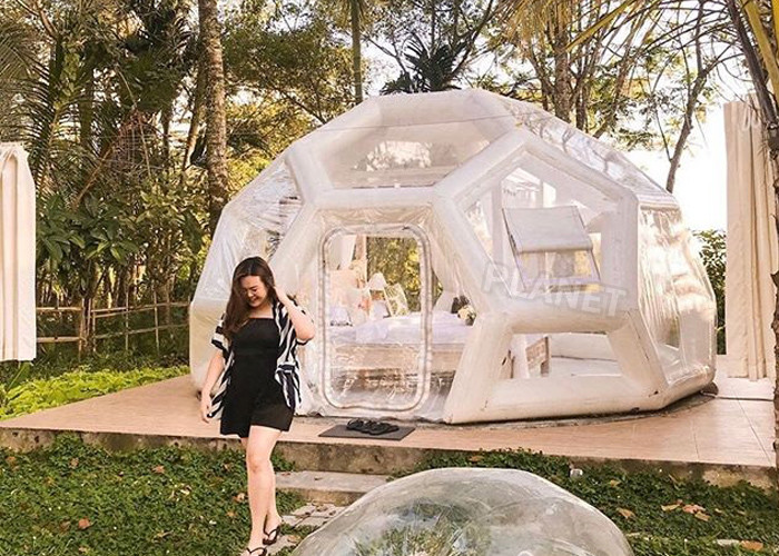 0.6mm PVC Inflatable Jungle Bubble Lodge Tent Football Shape