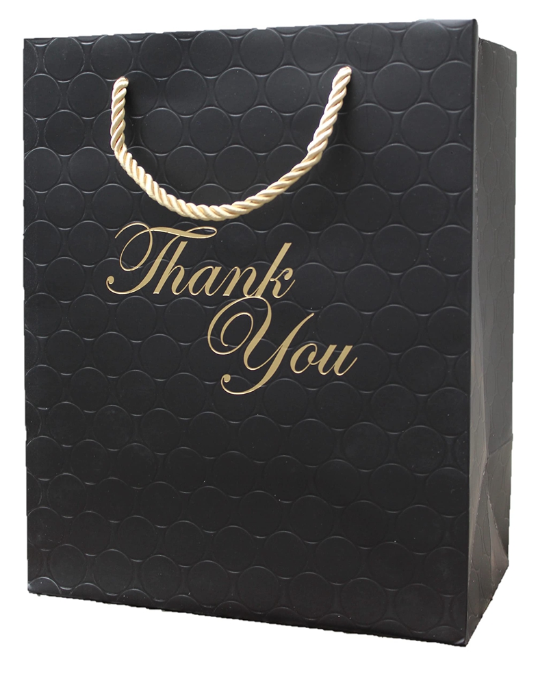 Large Luxury Custom Black Shopping Paper Bags For Gift Packaging Jewelry Clothes Boutique