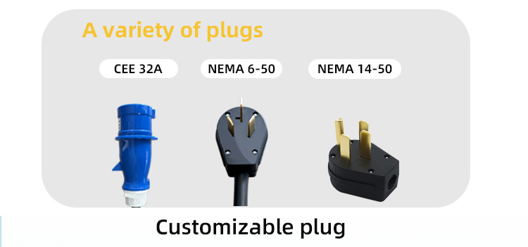 220V ID4 ID6 GBT Portable Ev Charger with EU Socket and Color Screen Charging Cable PC Copper Operate 7kw 32A Compact Design