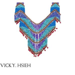 Quality VICKY.HSIEH Gold Plated Bohemian Colorful Resin Bead Tassel Ethnic Necklace wholesale