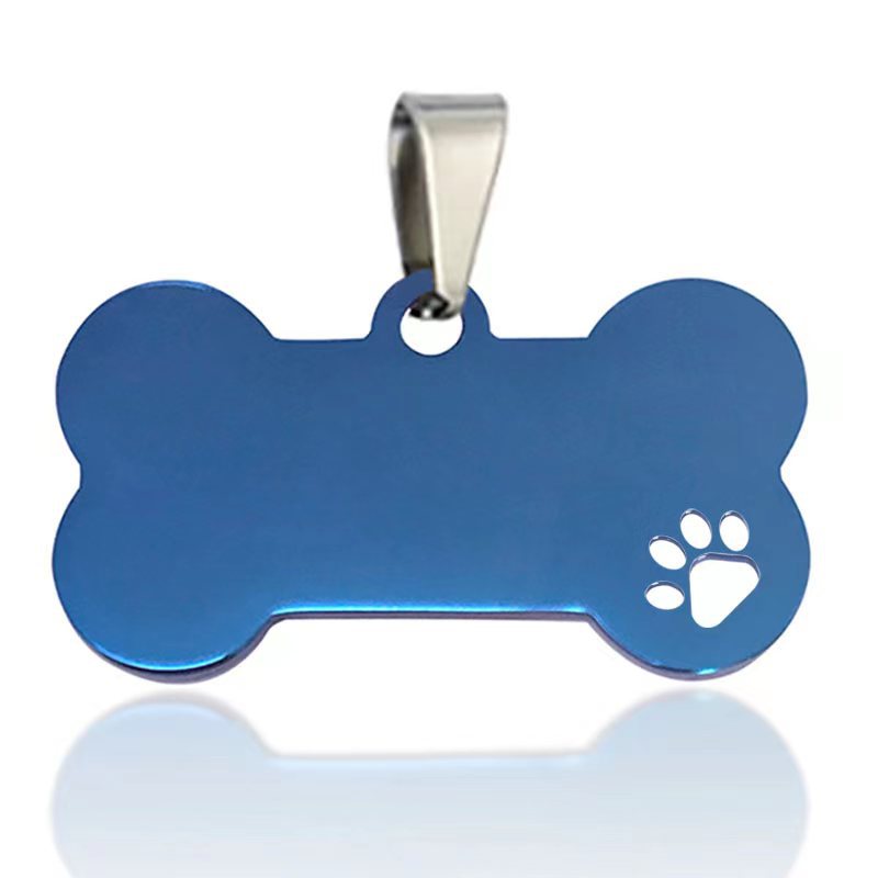 Carved Stainless Steel Dog ID Tags 2cm-6cm SS Dog Tag Black Blue