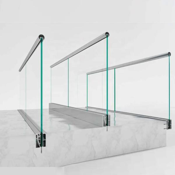 Cheap Frameless U Channel Glass Balustrade Profile Aluminum Base Shoe Glass Railing for sale