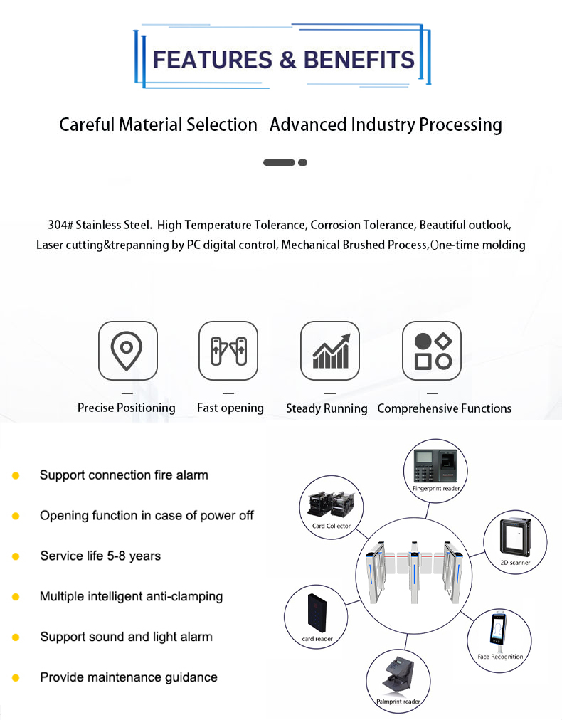 Smart Speed Gate Turnstile Optical Coating Swing Gate Turnstile With Face Recognition