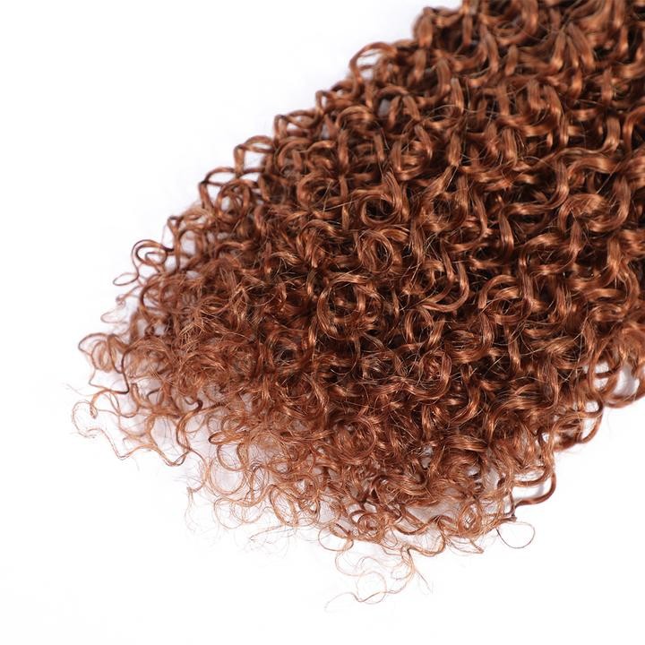 #30 Medium Auburn Kinky Curly Remy Human Hair Bundles Sew In Weave Bundles Brazilian Bundle Deals
