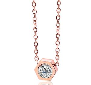 Quality Stainless Steel Jewelry Fashion Pendant Necklace Rose Gold Diamond Necklace wholesale
