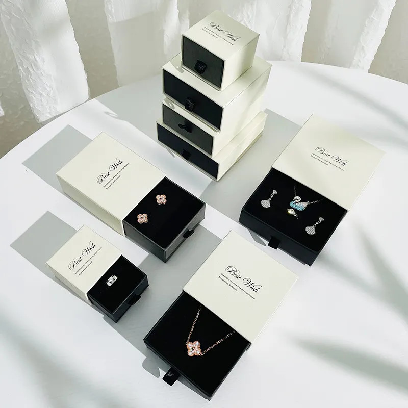 Custom Logo Paper Drawer Packaging Jewelry Gift Necklace And Bracelet Gift Box Wholesale Cardboard