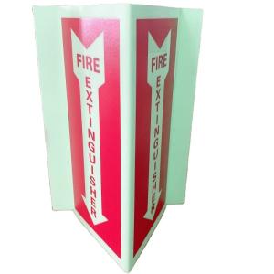 Quality Aluminum Folded Photoluminescent Fire Signs Extinguisher Down Arrow Glow In The Dark wholesale