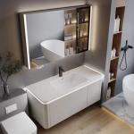 YALIG Customized Counter Wash Basin Wooden White Cabinet Bathroom Vanity