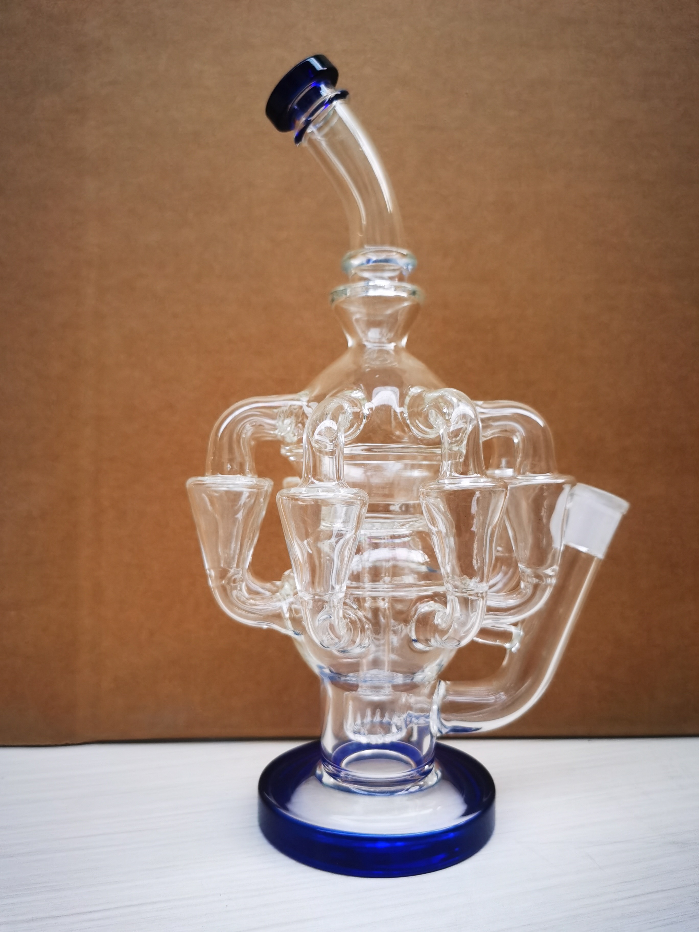 9" Smoke Water Pipe Recycler Double Body 14mm Male Bowl