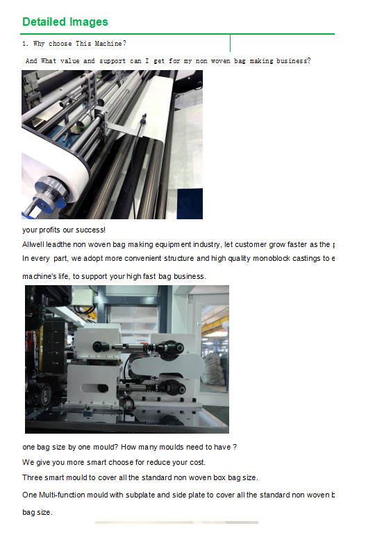 Self Standing Non Woven Box Bag Making Machine / Ultrsonic Bag Making Equipment