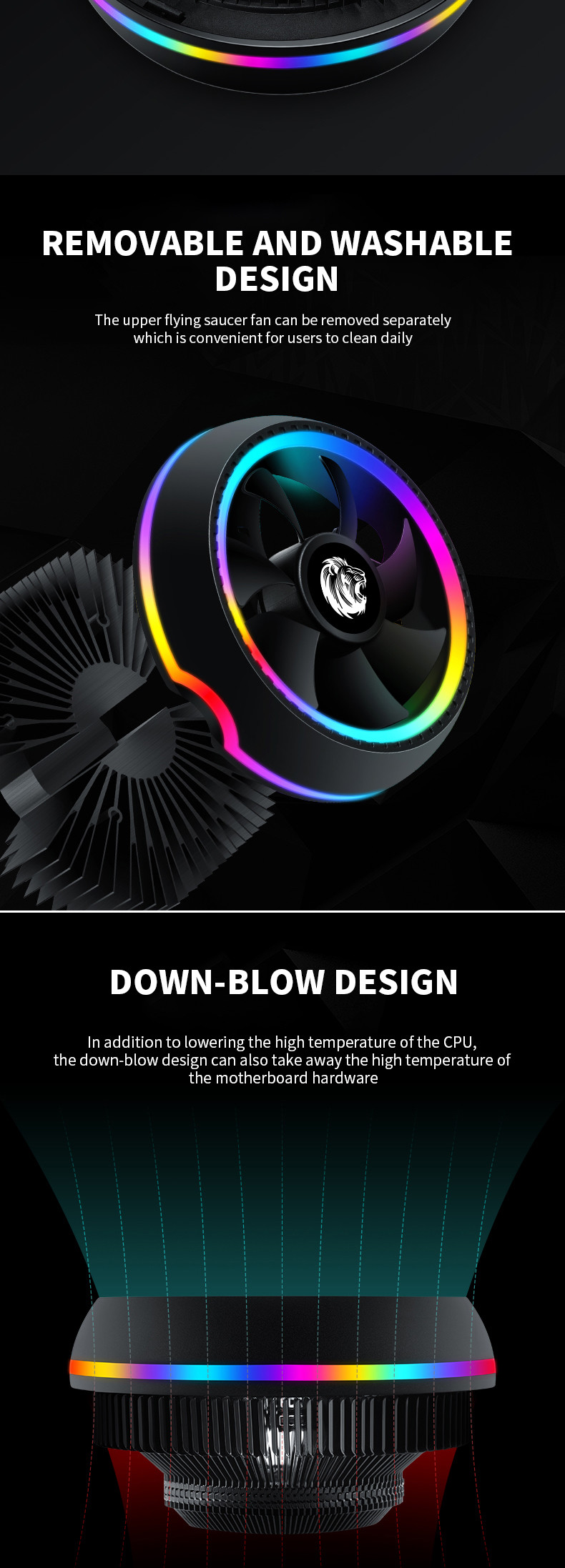 Taifast CPU Cooler Fans Air UFO Colorful 2900rpm 12v Computer Cooling Fan RGB