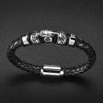 Custom stainless steel jewelry fashion mens leather bracelet/charm bracelet