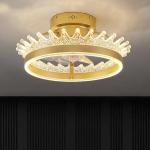 Gold Round Flush Mount Ceiling Fan Light , 6 Speed Ceiling Fan With Remote