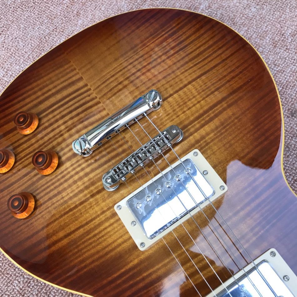 standard LP 1959 R9 electric guitar, Tobacco burst maple top LP electric guitar, Tune-o-Matic bridge, Free shipping