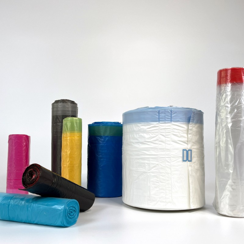 5-50 Micron Thickness PE Plastic Drawstring Trash Bag Roll for Clear Garbage Packaging
