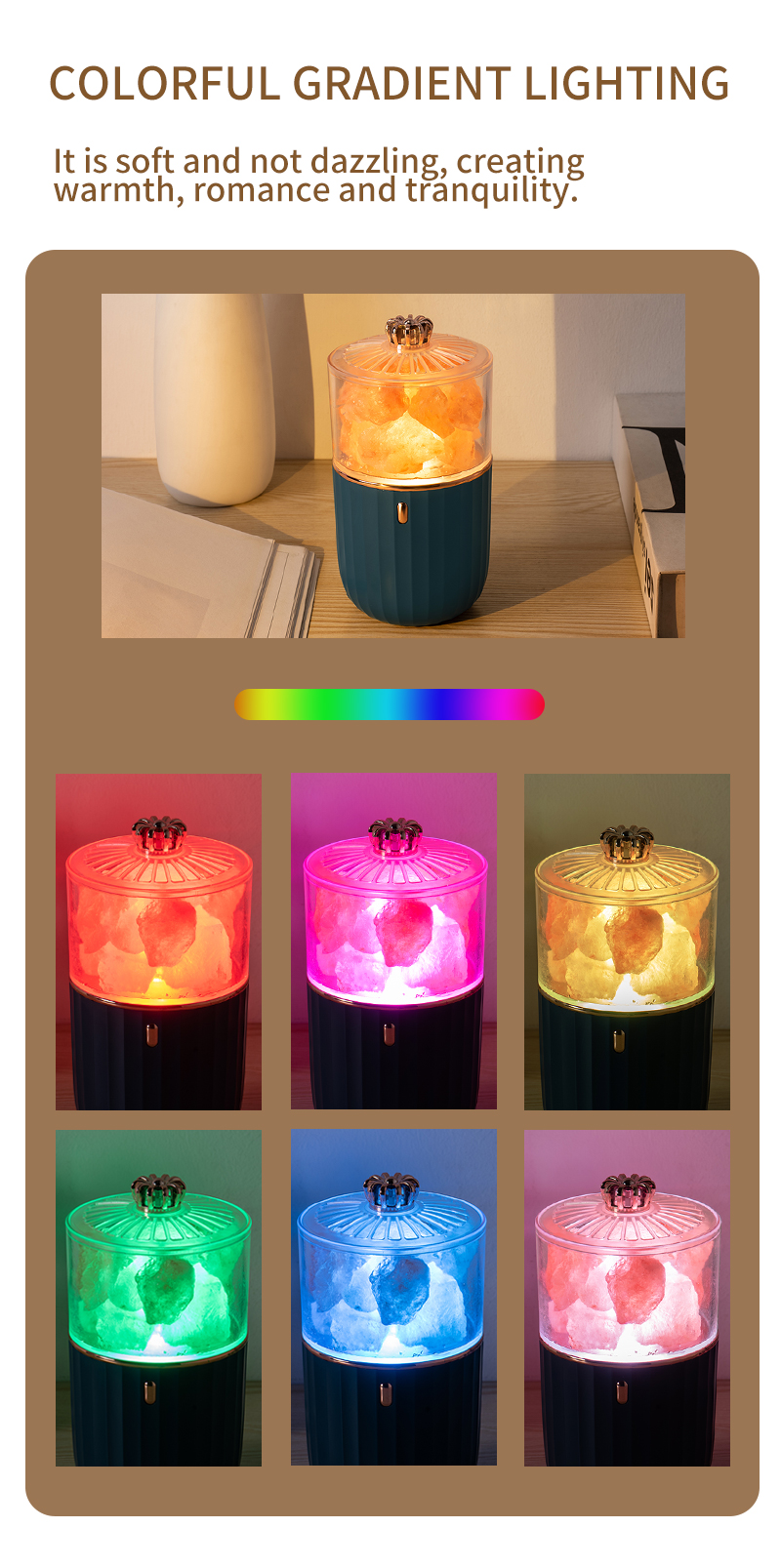 Newest Nature Crystal Salt Rock Aromatherapy Lamp 7 Color Atmosphere Night Light For Bedroom Office Car Air Purify