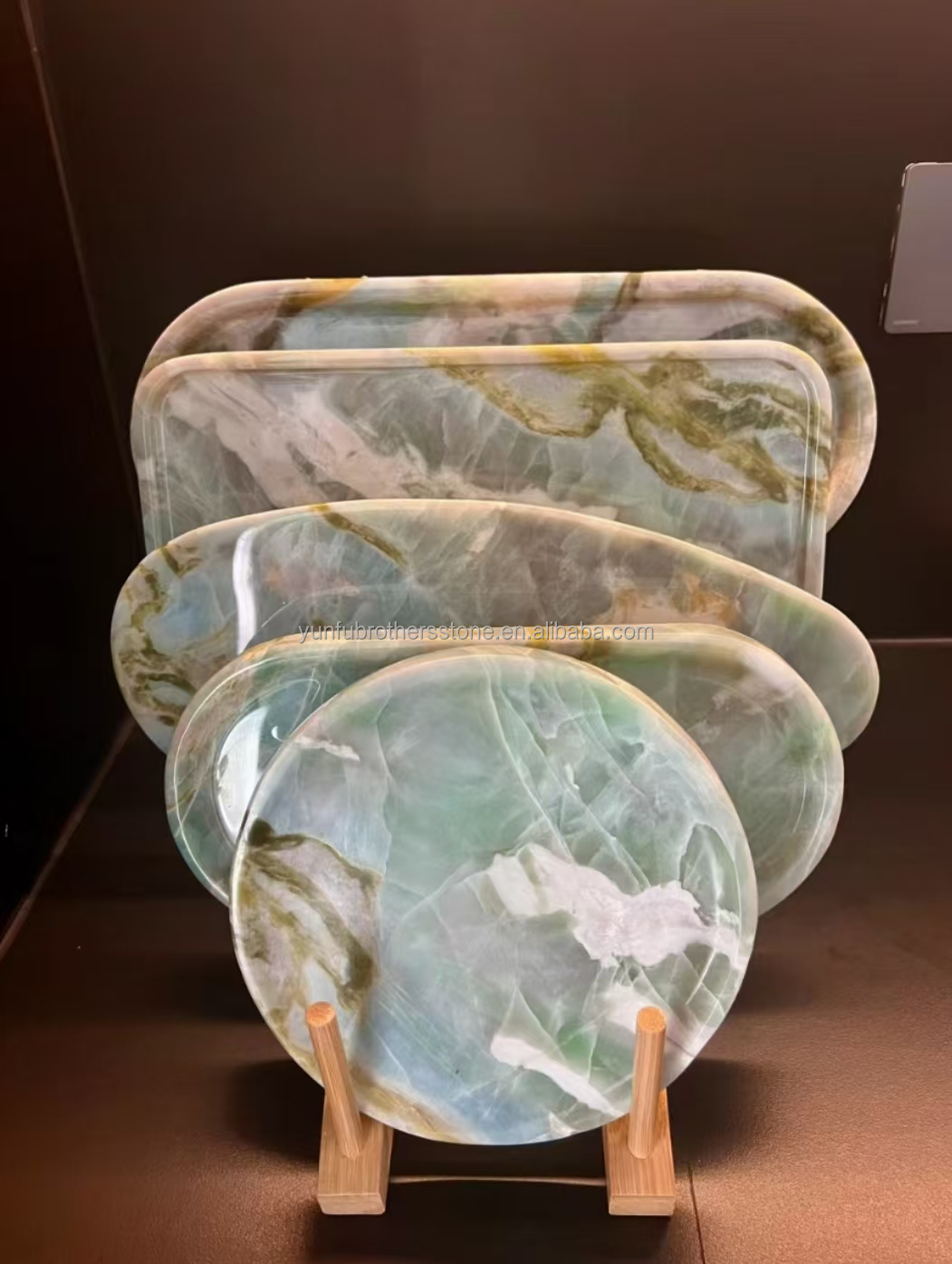 Maldives Blue Luxury Stone Translucent Polished Big Slab for Hotel Dining Table Set