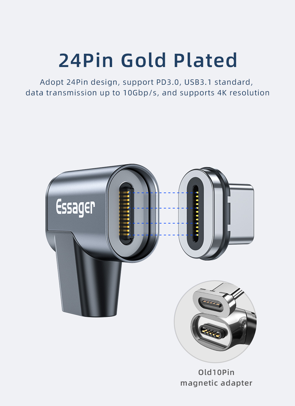 Essager 2021 Trailblazer 100W Magnetic OTG Adapter Cable Quick Charge PD3.0 Data Transfer Type C OTG Converter Adaptor