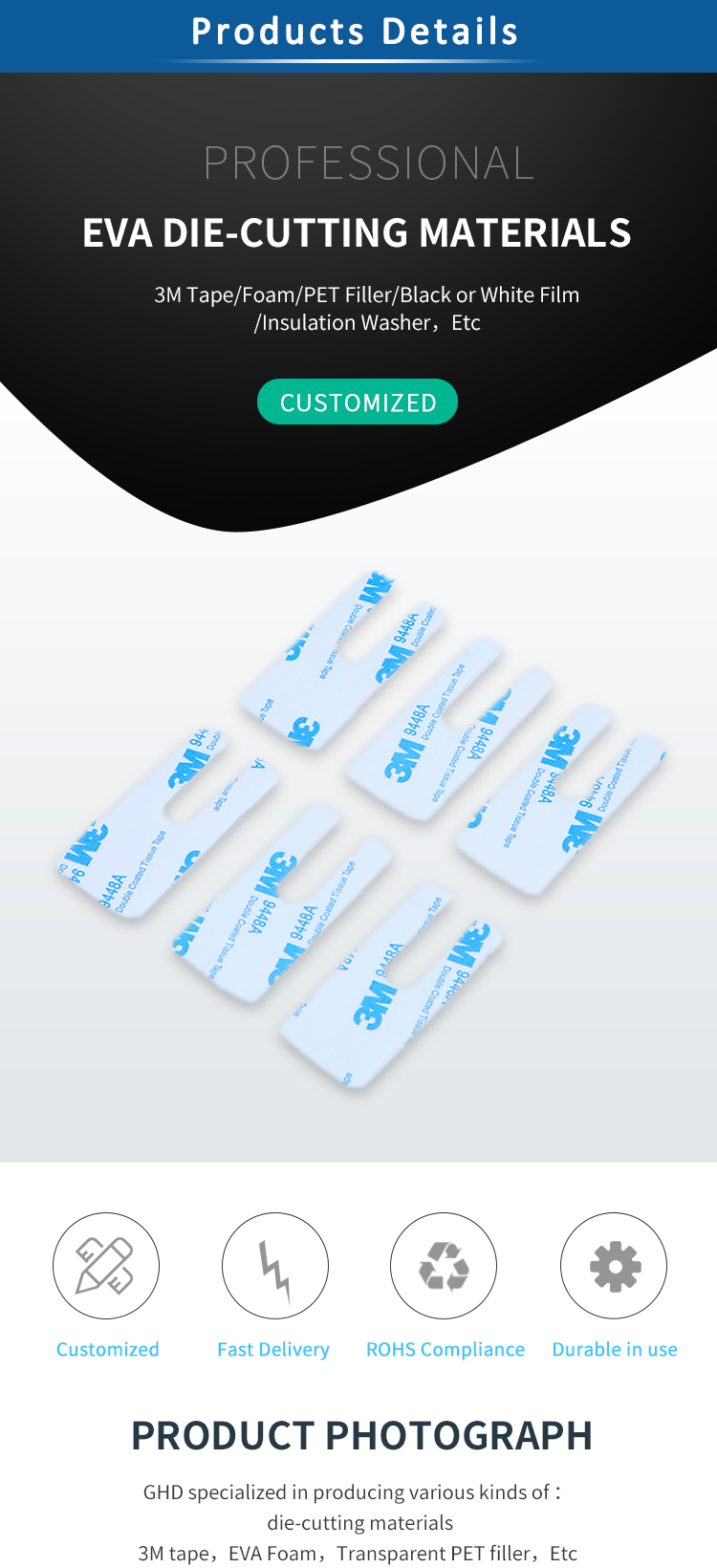 Quakeproof Die Cut Foam Sheets 0.1mm Size Tolerance With 3m Strong Adhesive