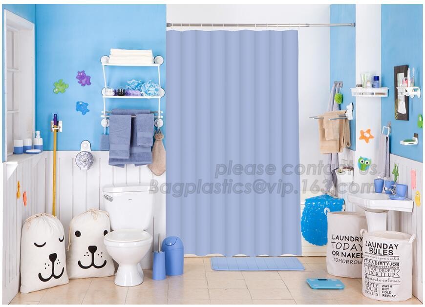 SCENERY PRINTING POLYESTER SHOWER CURTAIN, custom 3d eva shower curtain for bathroom, Popular cotton hooks polyester tex