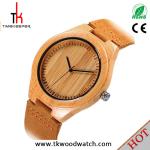 2016 Factory price Hot selling Leather strap Ronda movement quartz bamboo watch