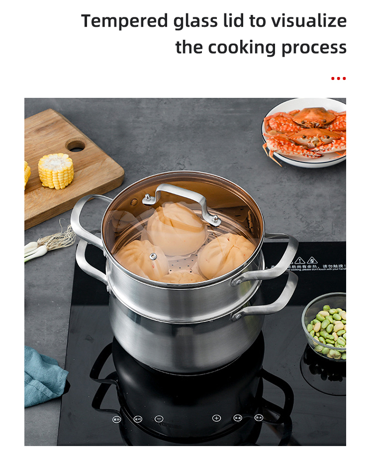 Factory Kitchen 304 Stainless Steel Steamer Pot Soup Pot Milk Pot Cooking Ware With Lid