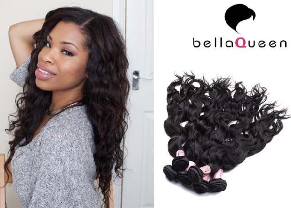 Smooth Water Wave Grade 7A Virgin Hair , Natural Black Human Hair Wefts