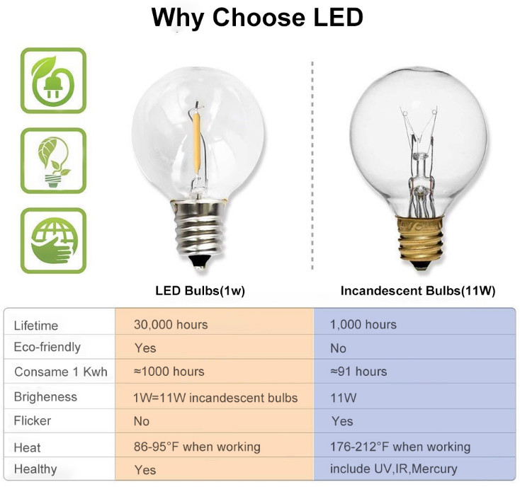 G40 LED String Bulb 2200K Waterproof , 1W 2W LED Edison Bulb