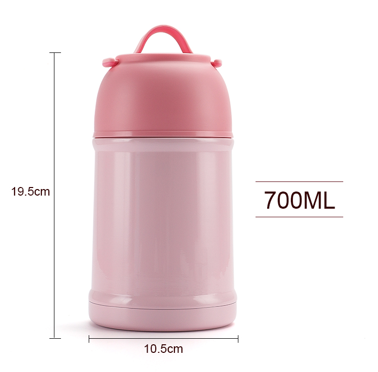700ml Metal Custom Stainless Steel Vacuum Food Container With Foldable Ss Spoon