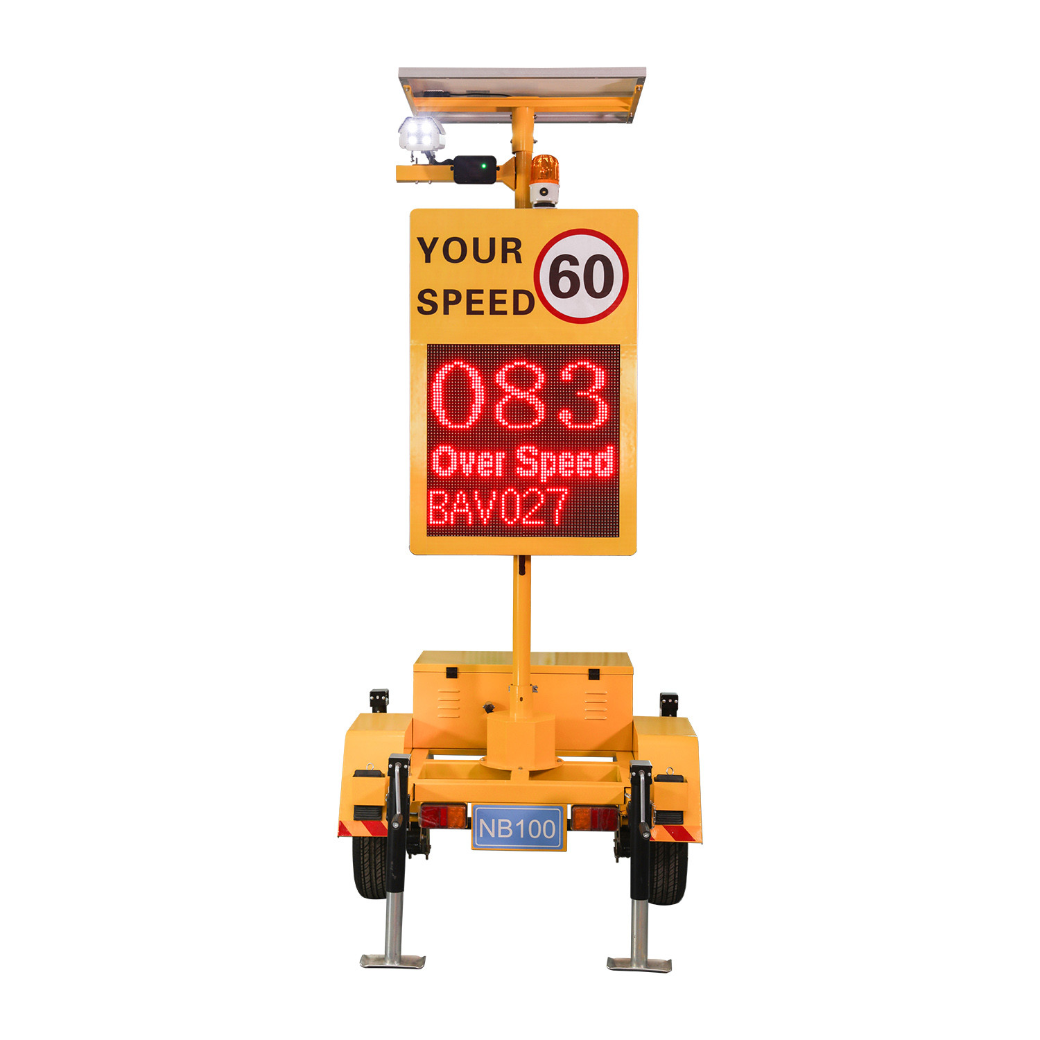 Single Lane Portable Radar Traffic Speed Sign With 130KM/H LPR For Busy Street
