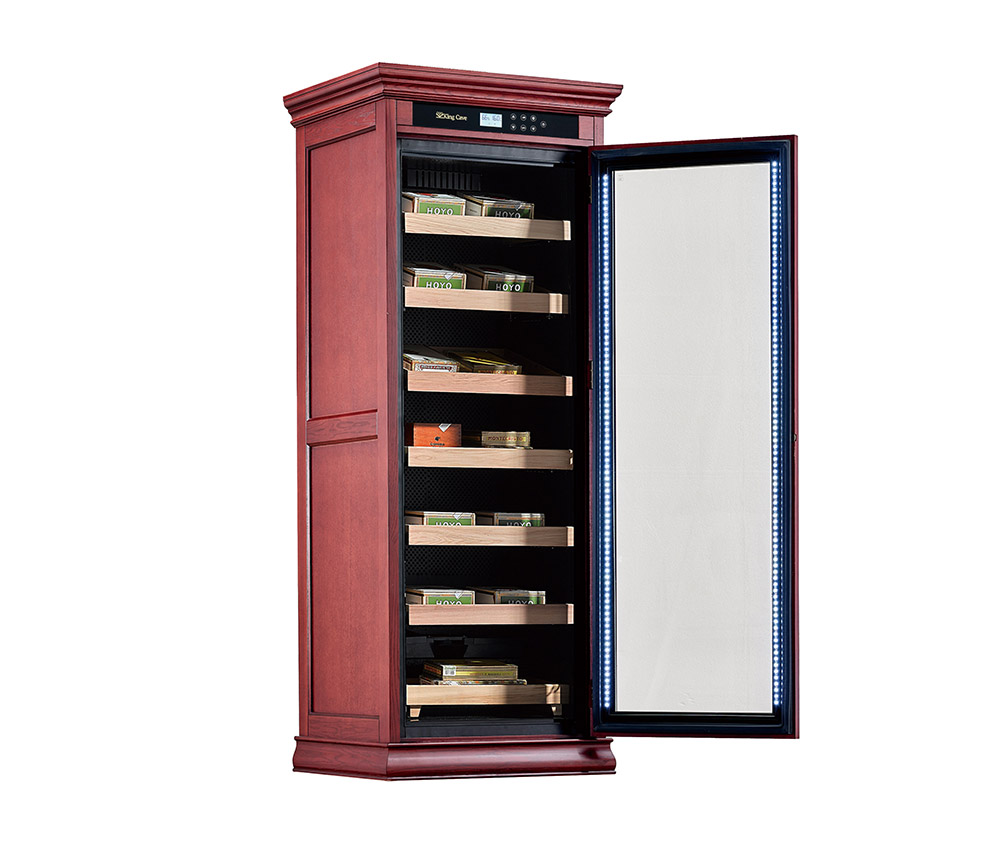 Luxurious Natural Wood Humidor Cabinet Electric Cigar Cooler Wiht LED Lgiht