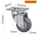 ISO9001 Industrial Plate Mount Caster Wheels 3 inch 75mm 5723P-77