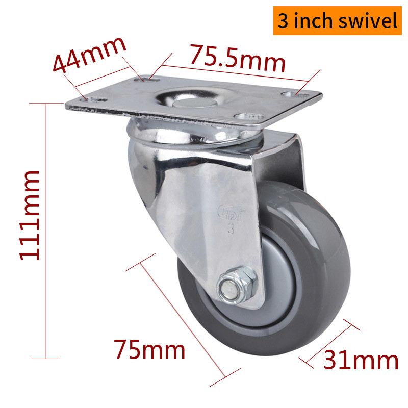 ISO9001 Industrial Plate Mount Caster Wheels 3 inch 75mm 5723P-77