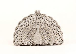 Quality Sparkling Animal Women Stone Clutch Bag Hollow Out Peakcock Shaped wholesale