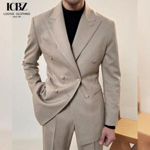 Quality Men's Italian Double-Breasted Single Suit 500g Heavyweight for Casual Business Attire wholesale