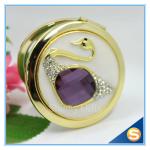 Shinny Gifts Elegant Swan Design Rhinestone Mirror Compact Mirror For Wedding