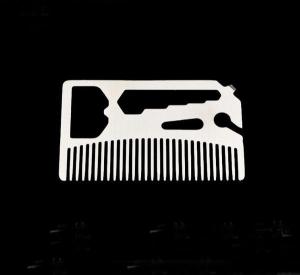 Quality Custom cool innovative men gift, engrave logo stainless steel multi function credit card wallet beard comb bottle opener wholesale