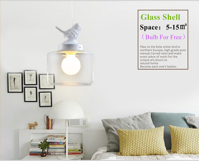 Glass Pendant Lamp Lanterns Restaurant Droplight Nordic Bird Hanglight(WH-VP-151)