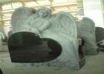 Heart Shaped Engraving Granite Headstones , Carved Angel Custom Memorial Stones