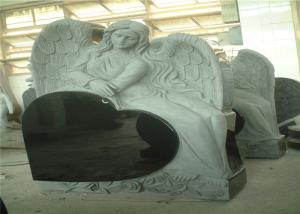 Quality Heart Shaped Engraving Granite Headstones , Carved Angel Custom Memorial Stones wholesale