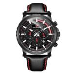 Multifunctional Breathable Leather Strap 47mm Precision Quartz Watch