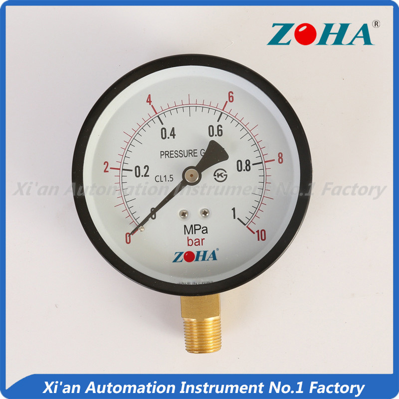Bottom or Radial Connection Steel Case Brass Internal General Pressure Gauge