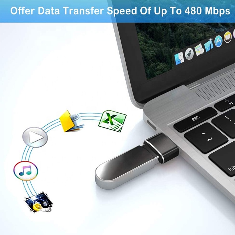Multi Colors Metal Shell USB Type C Female to USB Male Adapter